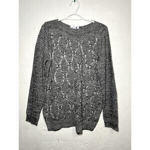 BFA Classics open knit gray vintage granny grandmacore sweater 27AC medium